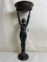 Art Deco Metal Nude Ashtray Stand, 22"h