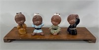 Vintage Japan Red Clay Children on Tray