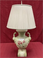 Wooden Urn Form Hand Painted Lamp;