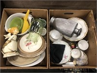 2 boxes of misc. china, glassware, and stoneware