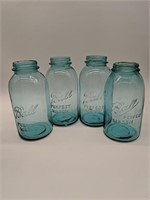 4 Large Blue Mason Jars Dating 1919 to 1933, No