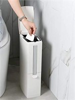 Cq acrylic Slim Plastic Trash Can w Toilet Brush H