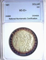 1901 Morgan Silver $ NNC MS-63+ RARE Guide $17500