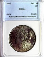 1899-S Morgan Silver $ NNC MS-65+ Guide $2500