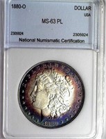 1880-O Morgan Silver $ NNC MS-63 PL Worth $500+