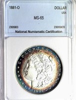 1881-O Morgan Silver $ NNC MS-65 GUIDE $1050