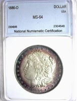 1886-O Morgan Silver $ NNC MS-64 Guide $10,500