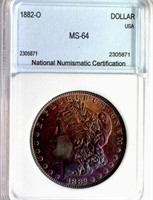 1882-O Morgan Silver $ NNC MS-64 Beautiful Toning