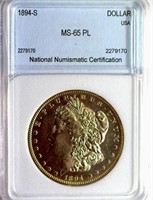 1894-S Morgan Silver $ NNC MS-65 PL Guide $13,000