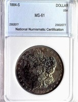 1884-S Morgan Silver $ NNC MS-61 RARE KEY DATE