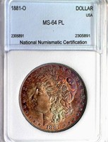 1881-O Morgan  $ Guide $400 NNC MS-64 PL Colorful