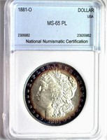 1881-O Morgan Silver $ NNC MS-65 PL GUIDE $3450