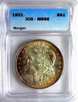 1921 Morgan Silver $ ICG MS-66 Guide $700