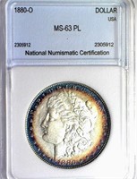 1880-O Morgan Silver $ NNC MS-63 PL Guide $1150