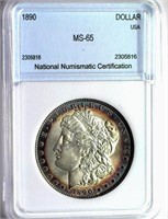 1890 Morgan Silver $ NNC MS-65 GUIDE $1050