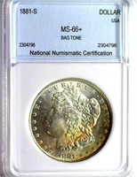 1881-S Morgan $ Guide $550 NNC MS-66+ BAG TONE!