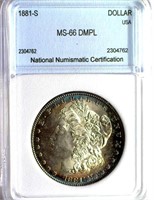 1881-S Morgan Silver $ NNC MS-66 DMPL Guide $2200