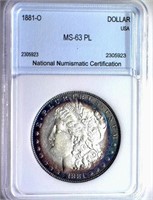 1881-O Morgan Silver $ NNC MS-63 PL Nice Color