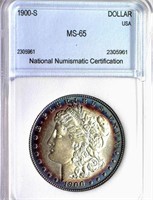 1900-S Morgan Silver $ NNC MS-65 Guide $1300