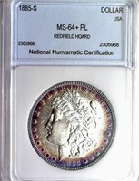 1885-S Morgan Silver $ NNC MS-64+ PL Guide $850