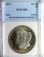 1882-S Morgan Silver $ NNC MS-65 DMPL Guide $3000
