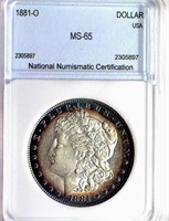 1881-O Morgan Silver $ NNC MS-65 Guide $1050