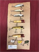 Wooden wood fishing lures some Heddon others