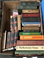 Box lot of novels and reference books such as The
