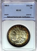 1880-S Morgan Silver $ GUIDE $230 NNC MS-65