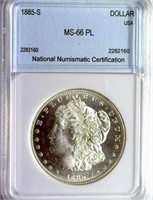 1885-S Morgan Silver $ Guide $18500 NNC MS-66 PL