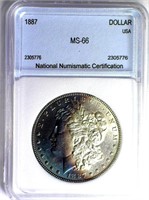 1887 Morgan  $ Guide $335 NNC MS-66 Blue Crescent