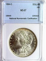 1884-O Morgan Silver $ GUIDE $3000 NNC MS-67