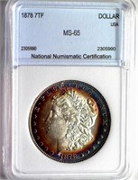 1878 7TF Morgan Silver $ GUIDE $850 NNC MS-65