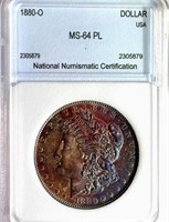1880-O  $ Guide $3350 NNC MS-64 PL Toned Nicely