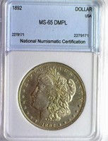 1892 Morgan Silver $ Guide $21000 NNC MS-65 DMPL