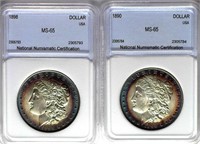 1898 & 1890 Morgan $ Guide $1210 NNC MS-65