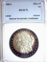 1885-S Morgan Silver $ GUIDE $800 NNC MS-64