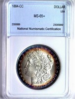 1884-CC Morgan Silver $ GUIDE $775 NNC MS-65+