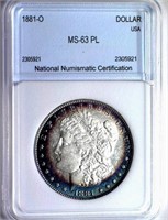 1881-O Morgan Silver $ GUIDE $200 NNC MS-63 PL