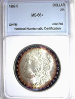 1882-S Morgan Silver $ Guide $560 NNC MS-66+