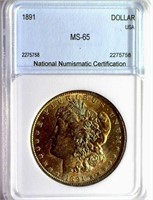 1891 Morgan $ Guide $2500 NNC MS-65 Nice Color