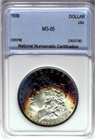 1888 Morgan Silver $ NNC MS-65 Crescent Toning