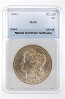 1884-O Morgan Silver $ NNC MS-67  Guide $3000