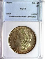 1894-O Morgan Silver $ Guide $4250 NNC MS-63