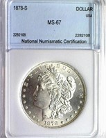 1878-S Morgan Silver $ GUIDE $10000 NNC MS-67