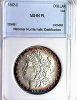 1882-O Morgan Silver $ Guide $300 NNC MS-64 PL