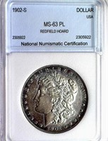 1902-S  $ Guide $2600 NNC MS-63 PL Redfield Hoard