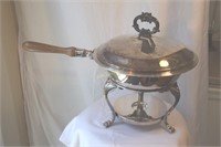 Silverplate chafing dish with stand.