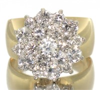 14kt Gold 2.00 ct Diamond Cocktail Cluster Ring