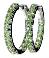 Natural 3.25 ct Peridot Hoop Earrings